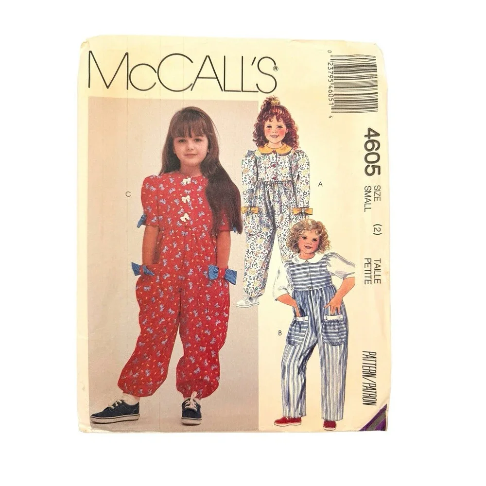 Vintage 1989 McCalls Sewing Pattern Childs Jumpsuits Bubble Suits Size 2T #4605